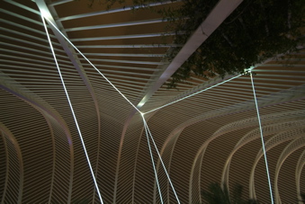 CARLO BERNARDINI, PERMEABLE SPACE 2008; Installazione in fibre ottiche, mt h 9x15x8. Valencia, Ciudad De Las Artes Y Las Ciencias.