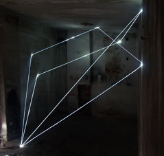 CARLO BERNARDINI, PERMEABLE SPACE 2008. Installazione in fibre ottiche, mt h 3x3x2,5. Praga, Alternative Space, "TINA B".