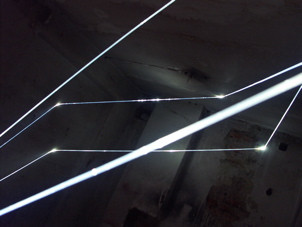 CARLO BERNARDINI, PERMEABLE SPACE 2008. Installazione in fibre ottiche, mt h 3x3x2,5; Praga, Alternative Space, "TINA B".