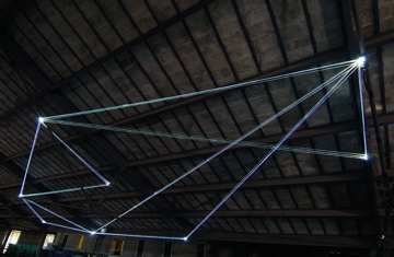 Carlo Bernardini, Campo Organico di Luce 2011; installazione in fibre ottiche, mt h (da terra) 5,5x10x5. The Road to Contemporary Art, Ex Mattatoio di Testaccio, Roma.