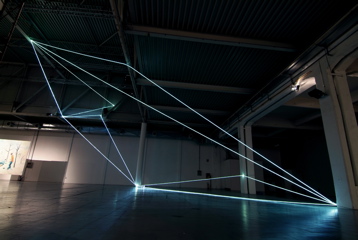 Carlo Bernardini, Codice Progressivo 2010; installazione in fibre ottiche, mt h 12x12x18. XXL, Superstudio Più, Milano.