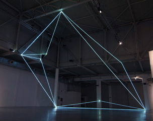 Carlo Bernardini, Codice Progressivo 2010; installazione in fibre ottiche, mt h 12x12x18; XXL, Superstudio Più, Milano.