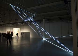 Carlo Bernardini, Codice Progressivo 2010, installazione in fibre ottiche, mt h 12x12x18. XXL, Superstudio Più, Milano.