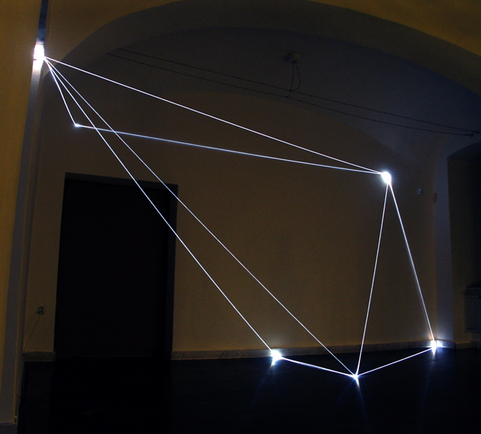 CARLO BERNARDINI, PERMEABLE SPACE 2008. Fiber optic installation, feet h 11x25x28; Bratislava, “Sculpture and Object XIII”, GMB-Mirbach Palace.