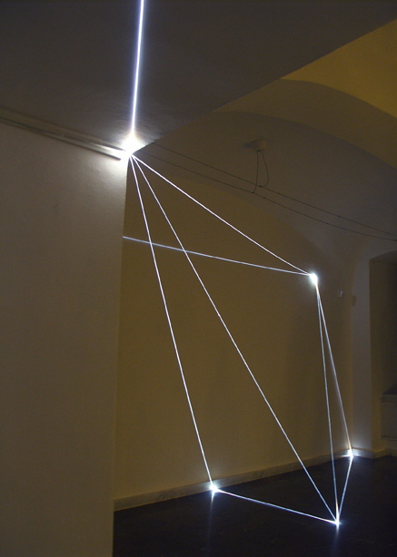 CARLO BERNARDINI, PERMEABLE SPACE 2008; Fiber optic installation, feet h 11x25x28. Bratislava, “Sculpture and Object XIII”, GMB-Mirbach Palace.