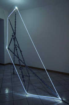 CARLO BERNARDINI, LIGHT ACCUMULATOR 2007; Camshafts, optic fiber, feet h 8x9x3.