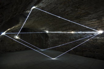 CARLO BERNARDINI, LIGHT ACCUMULATOR 2008, Fiber optic installation, feet h 11x22x14. Triefenstein Homburg (Frankfurt), Kunst in Schloss Homburg.