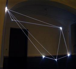 CARLO BERNARDINI, PERMEABLE SPACE 2008. Fiber optic installation, feet h 11x25x28; Bratislava, “Sculpture and Object XIII”, GMB-Mirbach Palace.