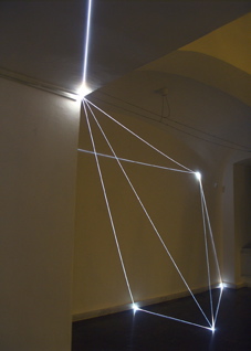 CARLO BERNARDINI, PERMEABLE SPACE 2008; Fiber optic installation, feet h 11x25x28. Bratislava, “Sculpture and Object XIII”, GMB-Mirbach Palace.