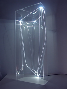 CARLO BERNARDINI, PERMEABLE SPACE 2006, Sculpture in plexiglass and optical fibers (1,5 mm of diameter) feet h 3,5x1,5x1.