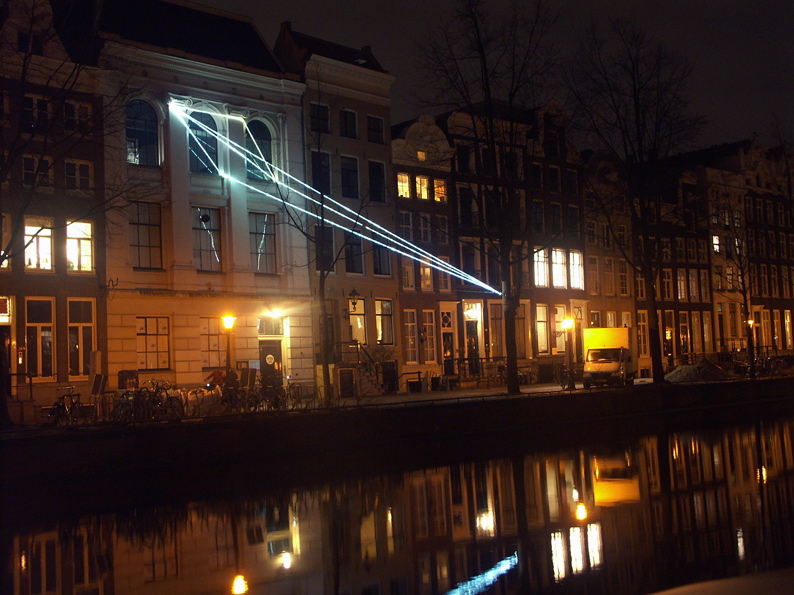 Carlo Bernardini, The Light that Generates Space 2010, optic fibers installation, mt h (from ground) 15x15x10; NIMk - Netherlands Media Art Institute, Sonic Acts, The poetics of space, Amsterdam.