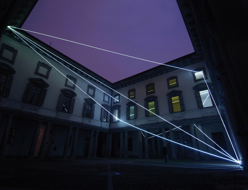 CARLO BERNARDINI, THE LIGHT THAT GENERATES SPACE 2009 – 2010, Fiber optic installation, feet h 66x91x100; Palazzo Litta, Direzione dei Beni Culturali, Milan.