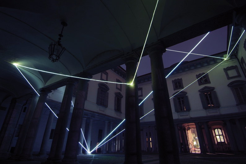 CARLO BERNARDINI, THE LIGHT THAT GENERATES SPACE 2009 – 2010, Fiber optic installation, feet h 66x91x100, Palazzo Litta, Direzione dei Beni Culturali, Milan.