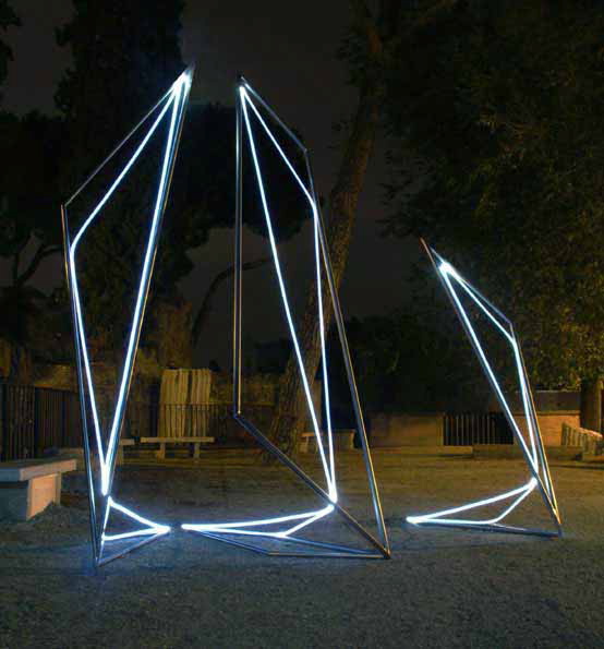 CARLO BERNARDINI, Light Line 2003, stainless steel, feet h 13x7x17, Piazza del Campidoglio, Roma.