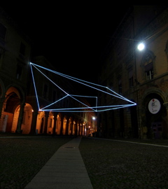 CARLO BERNARDINI, SPATIAL CODE 2009, Artfirst, Art Fair Bologna, Grossetti Arte Contemporanea. Fiber optic installation, feet h from ground 55x82x93; Piazza S. Stefano, Bologna.