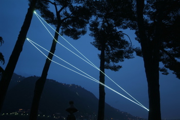 CARLO BERNARDINI, SPATIAL CODE 2009, Fiber optic installation, feet h from ground 36x14x33, Villa del Grumello, Como.