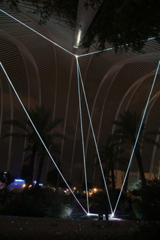 CARLO BERNARDINI, PERMEABLE SPACE 2008. Fiber optic installation, feet h 33x55x28; Valencia, Ciudad De Las Artes Y Las Ciencias.