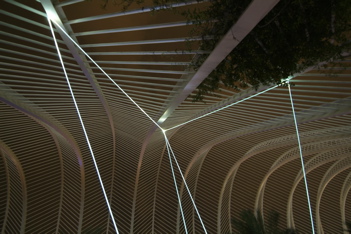 CARLO BERNARDINI, PERMEABLE SPACE 2008; Fiber optic installation, feet h 33x55x28. Valencia, Ciudad De Las Artes Y Las Ciencias.