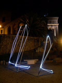 CARLO BERNARDINI, Light Line 2003, stainless steel, feet h 13x7x17; Piazza del Campidoglio, Rome.