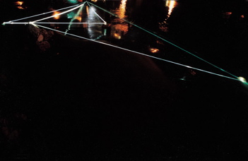 CARLO BERNARDINI, Permeable Space 1999, optic fibers in high water, feet h 5x50x27, Jesolo (VE), Terrazza Mare, Light-Proof