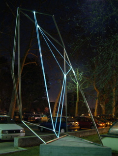 CARLO BERNARDINI,The Division of Visual Unity 2002, stainless steel, optical fibers, feet h 13x10x15; Viale dei Platani, Castellanza(VA).