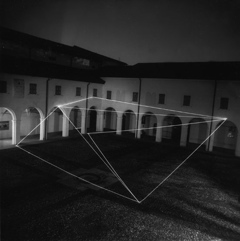 CARLO BERNARDINI, Permeable Space 1999, optical fibers, feet h 18x60x60, S.Domenico Cloisters, Reggio Emilia.