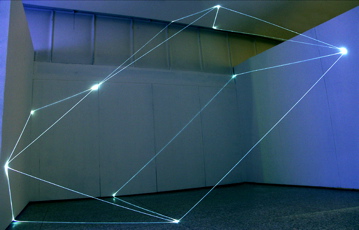 CARLO BERNARDINI, States of Lighting 2005, optic fibers, feet h  16x22x11. Milan, Museo della Permanente.