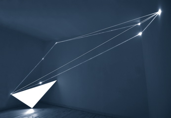 CARLO BERNARDINI, Light Catalyst 2005, optic fibers, electroluminescent surface, feet h 11x22x7; Rome, Il Sole Contemporary Art Gallery.