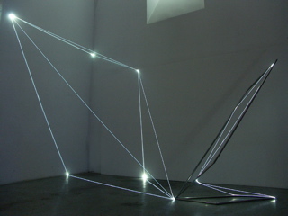 CARLO BERNARDINI, States of Lighting 2005, stainless steel, optic fibers, feet h 18x14x22. Frascati, Scuderie Aldobrandini.