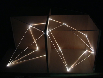 CARLO BERNARDINI, Architettural Space 2002, optic fibers, wood, feet h 2x3x2; Sculpture Space, Utica, New York. 