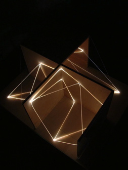 CARLO BERNARDINI, Architettural Space 2002, optic fibers, wood, feet h 2x3x2, Sculpture Space, Utica, New York. 