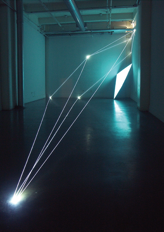 CARLO BERNARDINI, PERMEABLE SPACE 2009, Fiber optic, elettroluminescent surface, feet h 13x36x27, The 13th D.U.M.B.O. Art Under the Bridge Festival, New York.