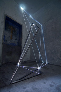 CARLO BERNARDINI, LIGHT CATALYST 2005, stainless steel, optic fibers, feet h 18x14x11; Viterbo, S.Tommaso Church