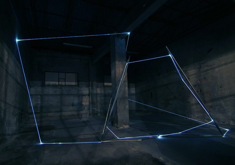 CARLO BERNARDINI, Light Catalyst 2007, stainless steel, optic fibers, feet 12,5x28x24,5; Bollate-Milano, Fabbrica Borroni.