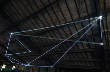 Carlo Bernardini, Field of Organic Light 2011; optic fibers installation, mt h (from ground) 5,5x10x5. The Road to Contemporary Art, Ex Mattatoio di Testaccio, Rome.