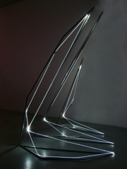 LIGHT LINE 2004 Stainless steel, optic fibers, feet h 10x7x10, Fioretto Gallery, Padova