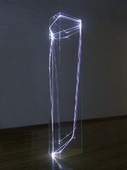 PERMEABLE SPACE 2003 Plexiglass, optical fibres, feet h 7x2x2.