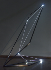SPACE DRAWING 2003 Stainless steel, optical fibers, feet h 8x3,5x5.