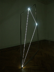 THE DIVISION OF VISUAL UNITY 2002 Stainless steel, optical fibers, feet h 8x3x3 (one-dimensional vision).