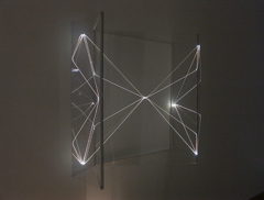 VIRTUAL VOLUMS 2001 Optical fibres, plexiglass, feet h 3,5x4,5x1,5.