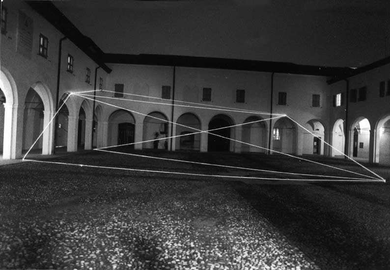 PERMEABLE SPACE 1999 Optical fibers, feet h 18x60x60, S.Domenico Cloisters, Reggio Emilia