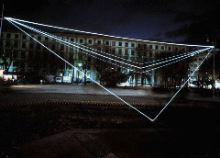 PERMEABLE SPACE 2001 Optical fibres, feet h 27x100x17, Piazza Cavour, Ancona.