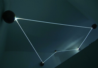CARLO BERNARDINI, Event Horizon 2007, optic fibers, stainless steel spheres; feet h 7x21x17,5. Como, Allarmi3, Casema De Cristoforis.