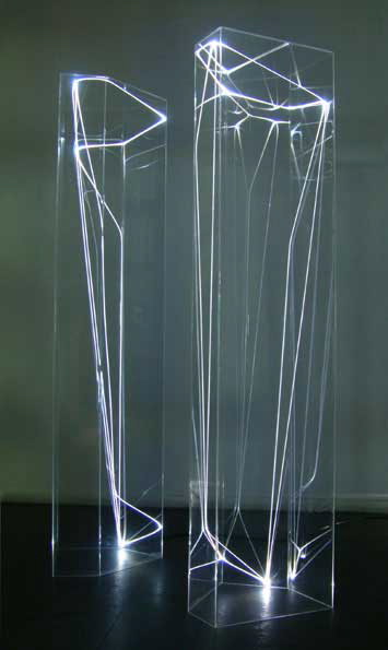 CARLO BERNARDINI, Spazi Permeabili 2002 Plexiglass, fibre ottiche, cm h 220x50x50 cad.