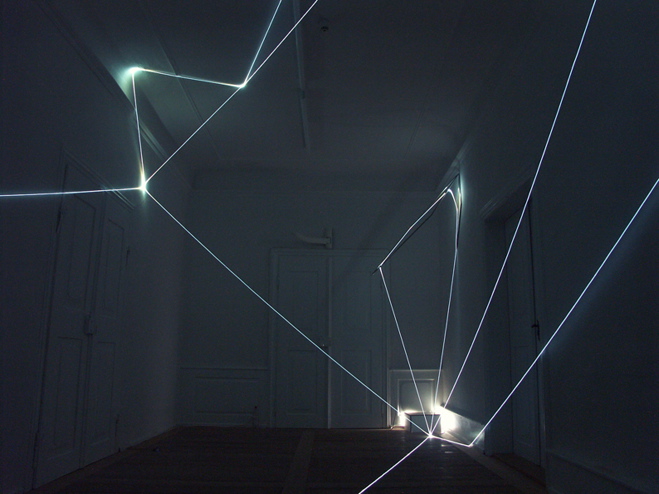 CARLO BERNARDINI, LIGHT CATALYST 2008. Installazione in fibre ottiche, mt h 3x6x3. Abtsgmünd-Untergröningen (Stuttgart), Kunstverein KISS Kunst im Schloss Untergröningen Temporares Museum.