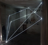 CARLO BERNARDINI, PERMEABLE SPACE 2008. Installazione in fibre ottiche, mt h 3x3x2,5. Praga, Alternative Space, "TINA B".