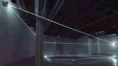 CARLO BERNARDINI, Event Horizon 2007; fibre ottiche, sfere in acciaio inox; mt h 4x13x10. New York, Swing Space, LMCC.
