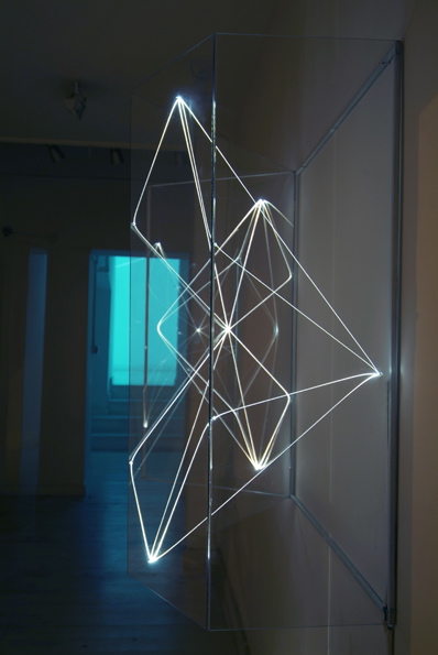 CARLO BERNARDINI, Volumi Virtuali 2001, Optical fibres, plexiglass, feet h 3,5x4,5x1,5