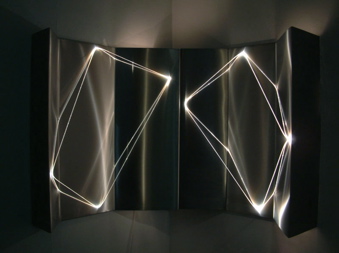 CARLO BERNARDINI, Spazio Permeabile 2000, Acciaio inox, fibre ottiche, cm h 100x170x25.