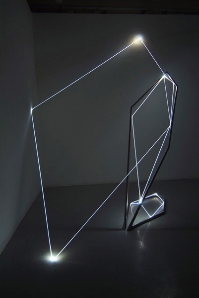 CARLO BERNARDINI, CATALIZZATORE DI LUCE 2005, fibre ottiche e acciaio inox, H mt 4x4,5x4; Torino, Velan Centro Arte Contemporanea